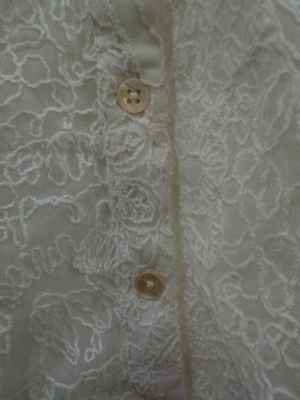 Coastal Grandmother Whimsigoth Soft Surroundings Lace Mesh Blouse Top Ivory M - Picture 16 of 16
